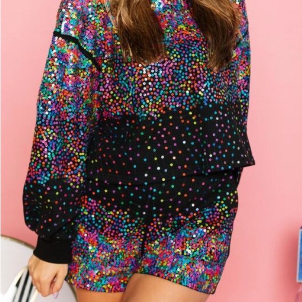 Queen Of Sparkles - Black and Rainbow Sequin Scatter Set
